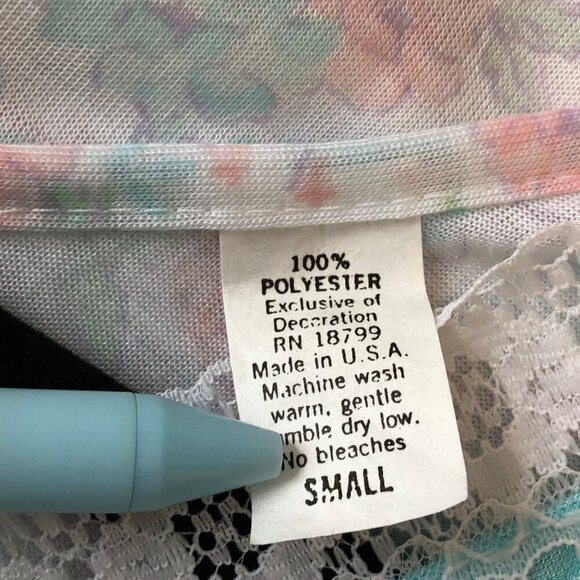 Vg Danni Nightgown Housecoat Pignoir Set Size Small Lace Short Sleeve USA Robe - Picture 9 of 9